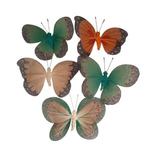 Vintage MCM 3D hand painted nylon butterflies 5 pieces